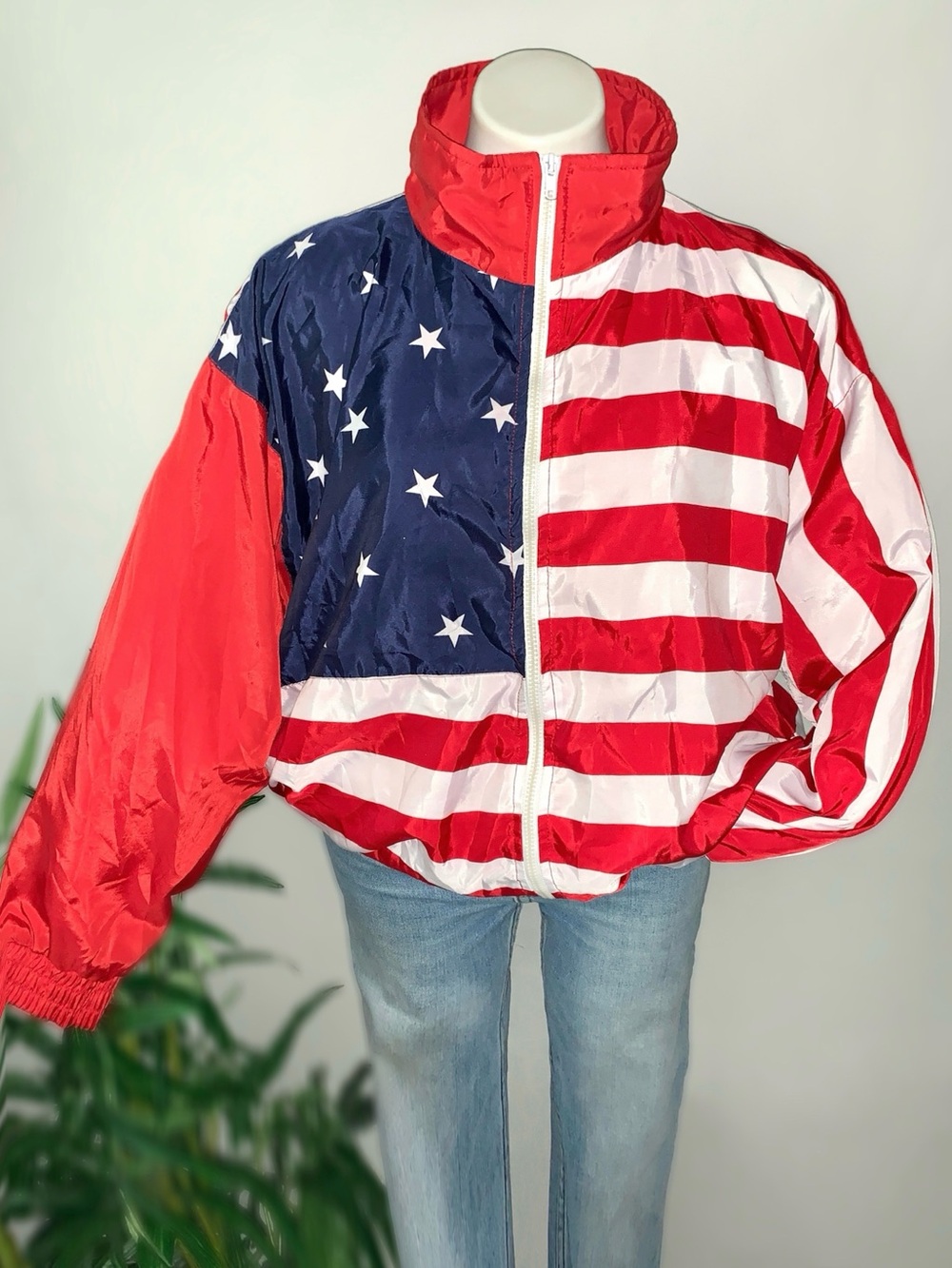 f l a g :: Vintage Oversized American Flag Windbreaker Jacket